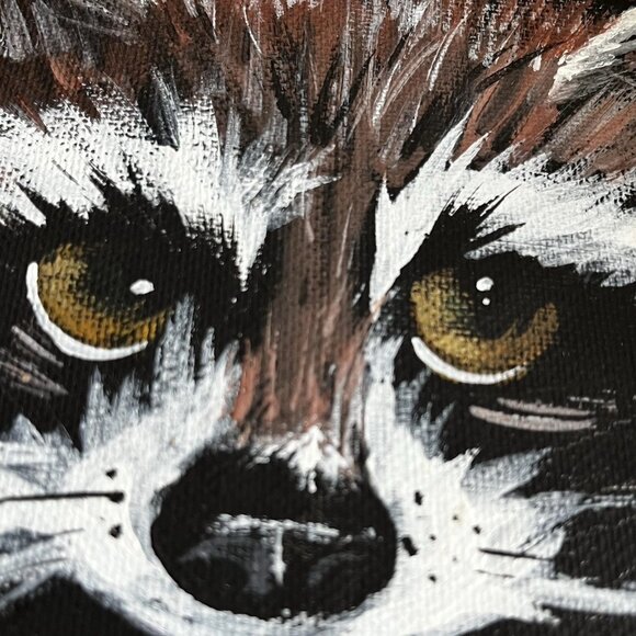 Rustic Hand Painted Raccoon Folk Art Wood Branch Frame Dimensional signed - Picture 13 of 13